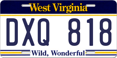 WV license plate DXQ818