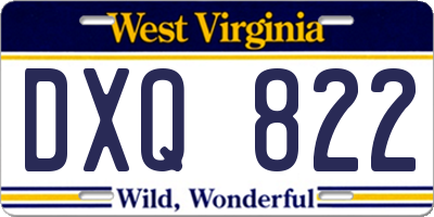 WV license plate DXQ822