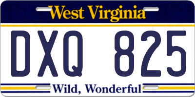WV license plate DXQ825