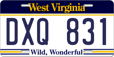 WV license plate DXQ831