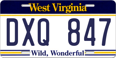 WV license plate DXQ847