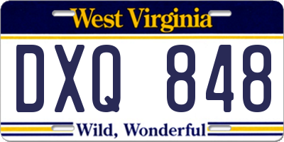 WV license plate DXQ848