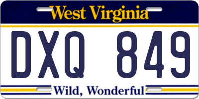 WV license plate DXQ849