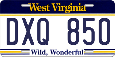 WV license plate DXQ850