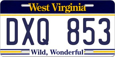WV license plate DXQ853