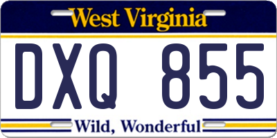 WV license plate DXQ855