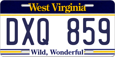 WV license plate DXQ859
