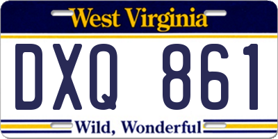 WV license plate DXQ861