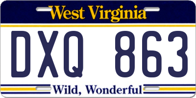 WV license plate DXQ863