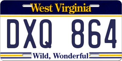 WV license plate DXQ864