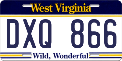 WV license plate DXQ866