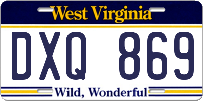 WV license plate DXQ869