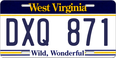 WV license plate DXQ871
