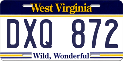 WV license plate DXQ872