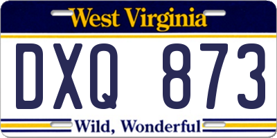 WV license plate DXQ873