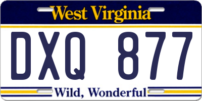 WV license plate DXQ877