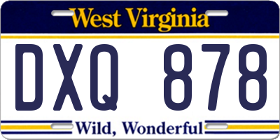 WV license plate DXQ878