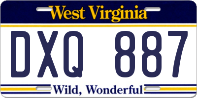 WV license plate DXQ887