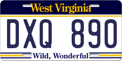 WV license plate DXQ890