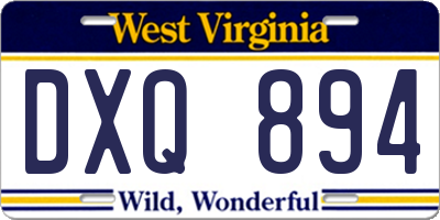 WV license plate DXQ894
