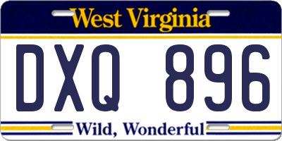 WV license plate DXQ896