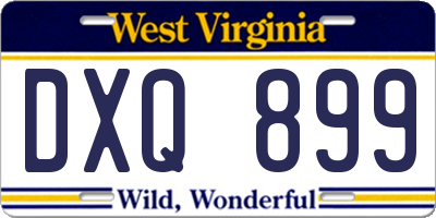 WV license plate DXQ899