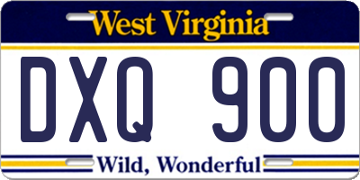 WV license plate DXQ900