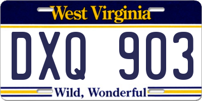 WV license plate DXQ903