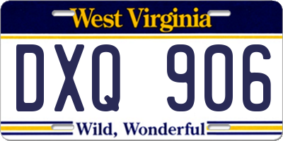 WV license plate DXQ906