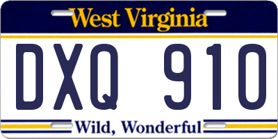 WV license plate DXQ910