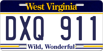 WV license plate DXQ911