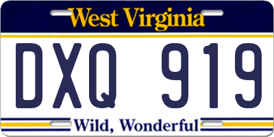 WV license plate DXQ919
