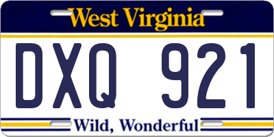 WV license plate DXQ921
