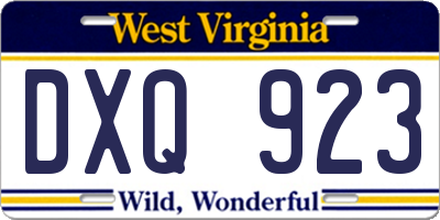 WV license plate DXQ923