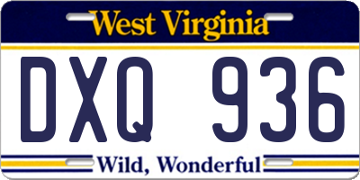 WV license plate DXQ936