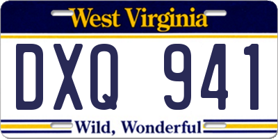 WV license plate DXQ941