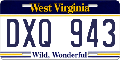 WV license plate DXQ943