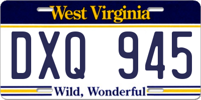WV license plate DXQ945