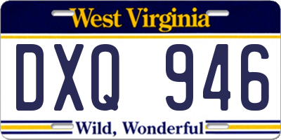 WV license plate DXQ946