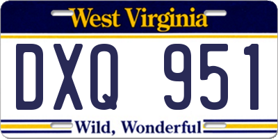 WV license plate DXQ951