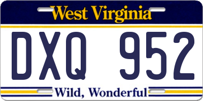 WV license plate DXQ952