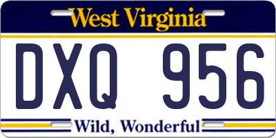 WV license plate DXQ956