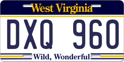 WV license plate DXQ960