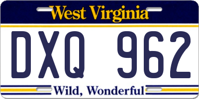 WV license plate DXQ962