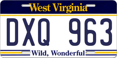 WV license plate DXQ963