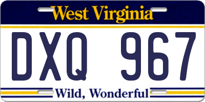 WV license plate DXQ967