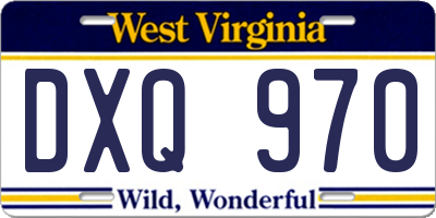 WV license plate DXQ970