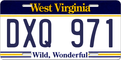 WV license plate DXQ971