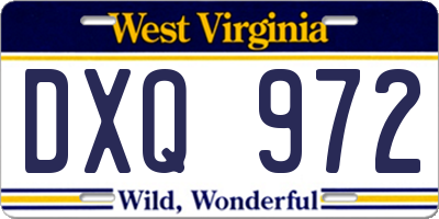 WV license plate DXQ972