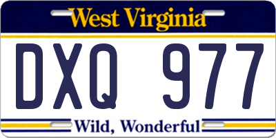 WV license plate DXQ977